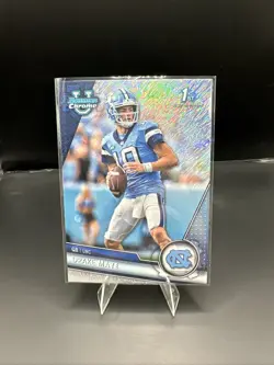 2023 Bowman University Chrome Drake “Drake Maye” Maye Shimmer Refractor (RC) 1st - Image 1