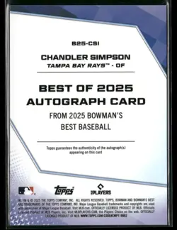 2025 Bowman's Best #B25-CSI Chandler Simpson Best of 2025 Autographs - Image 2