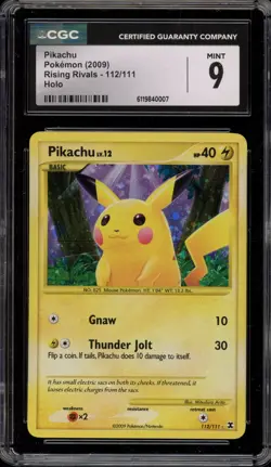 Pokemon Pikachu Rising Rivals Holo Secret Rare #112 CGC 9 Mint - Image 1