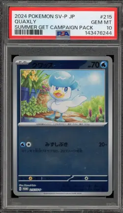 Pokemon Quaxly Summer Get Campaign Pk. Japanese Holo Promo 215/SV-P PSA 10 - Image 1
