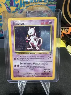 Pokemon TCG Mewtwo Base Set 2 Holo Rare Card 10/130 Vintage WOTC LP - Image 1