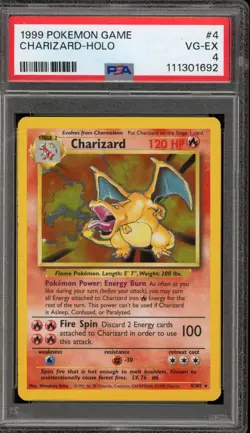 Pokemon Charizard Base Set Unlimited Holo Rare #4 PSA 4 - Image 1