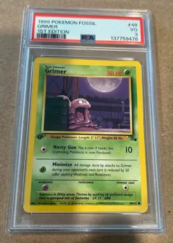 Pokemon TCG Grimer Fossil 1st Edition #48/62 Regular English Common 1999 PSA 3 - Image 1