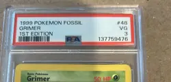 Pokemon TCG Grimer Fossil 1st Edition #48/62 Regular English Common 1999 PSA 3 - Image 3