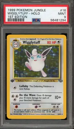 Pokemon Wigglytuff Jungle 1st Edition Holo Rare #16 PSA 9 Mint - Image 1