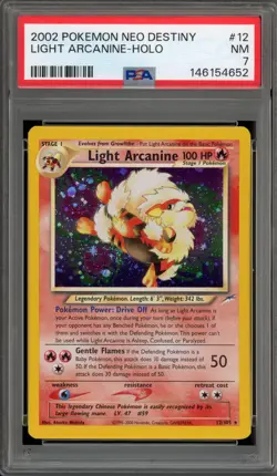 Pokemon Light Arcanine Neo Destiny Unlimited Holo Rare #12 PSA 7 - Image 1