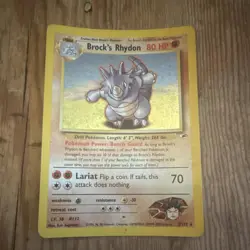Pokemon TCG Brock's Rhydon Gym Heroes Holo Rare Unlimited 002/132 English - Image 1