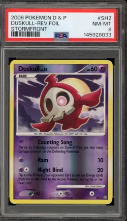 Pokemon Duskull Stormfront Shiny Reverse Holo Rare #SH2 PSA 8 - Image 1