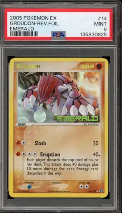 Pokemon Groudon EX Emerald Reverse Holo Rare #14 PSA 9 Mint - Image 1