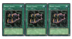 Yugioh- 3X Beast Fangs - Common - Unlimited - LOB-041 - Light Play - Image 1