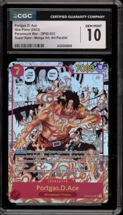 One Piece CCG Portgas.D.Ace Manga Alternate Art OP02-013 CGC 10 Gem Mint - Image 1