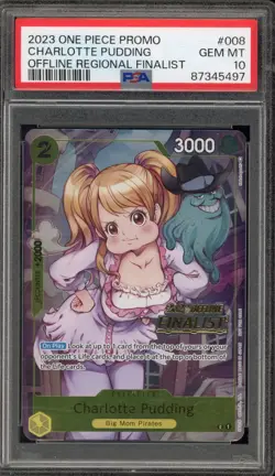 One Piece CCG Charlotte Pudding Offline Regional Finalist Promo ST07-008 PSA 10 - Image 1