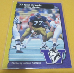 OLIN KREUTZ 1997 UW HUSKIES COLLEGE FOOTBALL ROOKIE CARD NNO RARE BEARS HOF C - Image 1