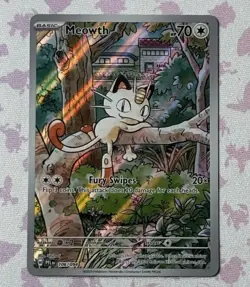 Pokemon TCG Meowth 106/094 Illustration Rare Mega Evolution Phantasmal Flames NM - Image 1