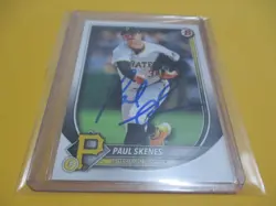 PAUL SKENES 2025 BOWMAN SIGNED BASEBALL CARD PITTSBURGH PIRATES P #30 CY WINNER - Image 1