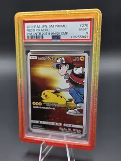 PSA 9 Pokemon Card Red's Pikachu 270/SM-P Holo Japanese 20th Anniversary Promo - Image 1
