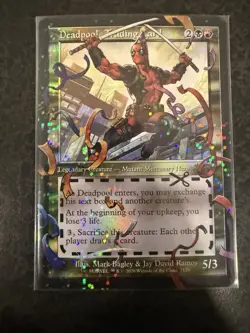MTG Deadpool, Trading Card Secret Lair Confetti Pool Party Foil Chase Card 7129 - Image 4
