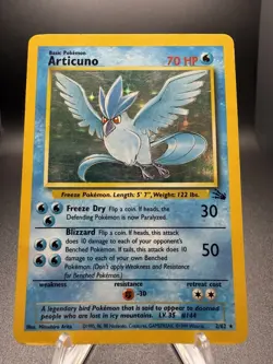 Pokemon TCG Articuno Fossil Holo Unlimited Rare Card 2/62 MP - Image 1