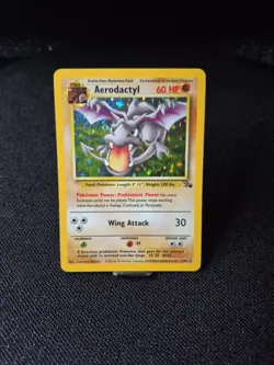 Pokemon TCG Aerodactyl Fossil Holo Card 1/62 Unlimited Rare, LP/NM Condition - Image 1