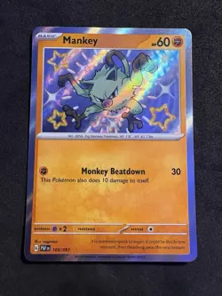 Mankey 169/091 Shiny Rare Paldean Fates Pokemon Near Mint - Image 1