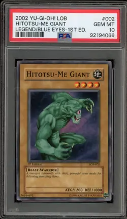 Yu-Gi-Oh! Hitotsu-Me Giant Legend of Blue Eyes 1st Edition LOB-002 PSA 10 - Image 1