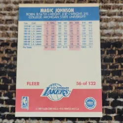 1987-88 Fleer Magic Johnson #56 Los Angeles Lakers Basketball - Image 2