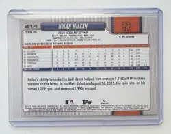 2026 Topps Series 1/Nolan McLean #214 Crackle Foil-New York Mets - Image 2