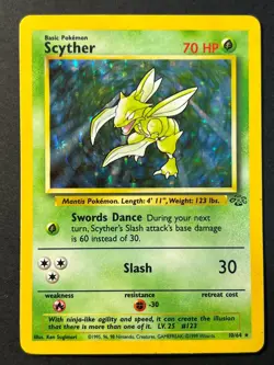 Scyther 10/64 Jungle Holo Rare - WOTC Pokemon Card MP - Image 1