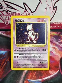 1999 Pokemon TCG Mewtwo Holo Rare Card 10/102 Base Set Vintage WOTC - Image 1