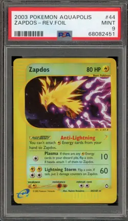 Pokemon Zapdos Aquapolis Reverse Holo Rare #44 PSA 9 Mint - Image 1