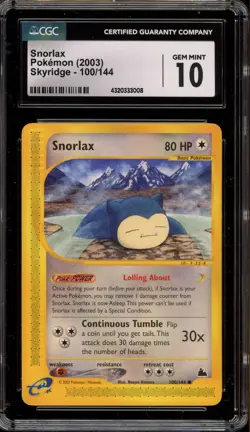 Pokemon Snorlax Skyridge #100 CGC 10 Gem Mint - Image 1