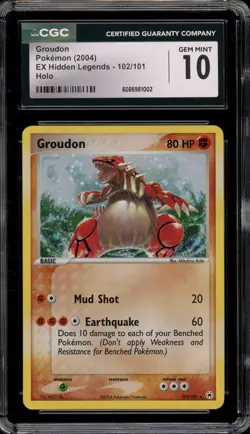 Pokemon Groudon EX Hidden Legends Holo Secret Rare #102 CGC 10 Gem Mint - Image 1