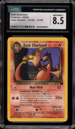 Pokemon Dark Charizard Team Rocket Unlimited NON Holo Rare #21 CGC 8.5 - Image 1