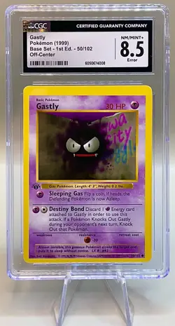 Pokemon 1st EDITION Gastly #50/102 - 1999 Base Set - CGC 8.5 (NM-MT+) OC ERROR! - Image 1