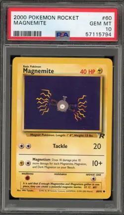 Pokemon Magnemite Team Rocket Unlimited #60 PSA 10 Gem Mint - Image 1