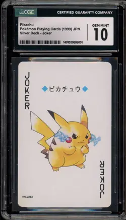 Pokemon Pikachu Joker Pokemon Silver Playing Cards Japanese #025A CGC 10 - Image 1