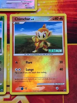 Pokemon (3) Card Lot Platinum Stamp BK Promos - Meowth / Chimchar / Turtwig LP - Image 4