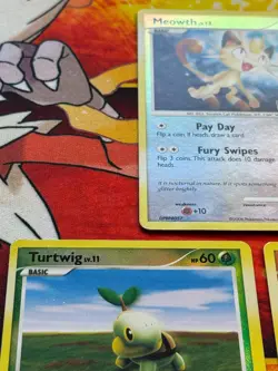 Pokemon (3) Card Lot Platinum Stamp BK Promos - Meowth / Chimchar / Turtwig LP - Image 5