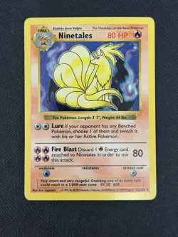 Ninetales 12/102 Base Set Shadowless Holo Rare 80 HP Pokemon TCG Card 1999 - Image 1