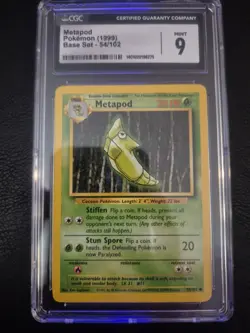 Metapod Pokemon (1999) Base Set 54/102. Graded CGC 9 Mint. Vintage Pokemon TCG - Image 1