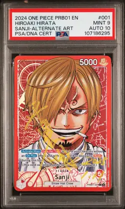 Sanji PRB01 001 Alternate Art Hiroaki Hirata Signature One Piece PSA 9 AUTO 10 - Image 1