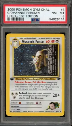 Pokemon Giovanni's Persian Gym Challenge 1st Edition Holo Rare #8 PSA 8 - Image 1