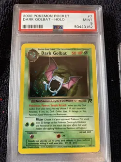 2000 Pokemon Unlimited Rocket Dark Golbat Holo 7/82 PSA 9 MINT - Image 1