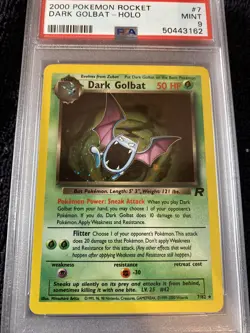 2000 Pokemon Unlimited Rocket Dark Golbat Holo 7/82 PSA 9 MINT - Image 2