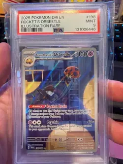 2025 POKEMON DESTINED RIVALS ILLUSTRATION RARE TEAM ROCKET'S ORBEETLE PSA 9 - Image 1