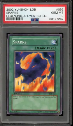 Yu-Gi-Oh! Sparks Legend of Blue Eyes 1st Edition LOB-055 PSA 10 Gem Mint - Image 1