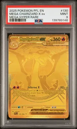 2025 POKEMON PFL EN-PHANTASMAL FLAMES MEGA HYPER RARE MEGA CHARIZARD X EX PSA 9 - Image 1