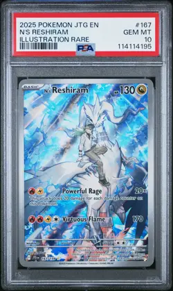 2025 POKEMON JTG EN-JOURNEY TOGETHER ILLUSTRATION RARE #167 N'S RESHIRAM PSA 10 - Image 1