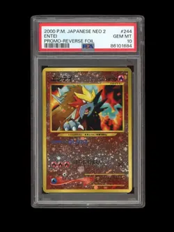 Pokemon PSA 10 GEM MINT 2000 Entei Japanese Promo Neo File Holo Card - Image 1