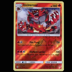 Pokemon TCG Incineroar 26/149 Sun & Moon Reverse Holo Rare Card 2017 LP - Image 1